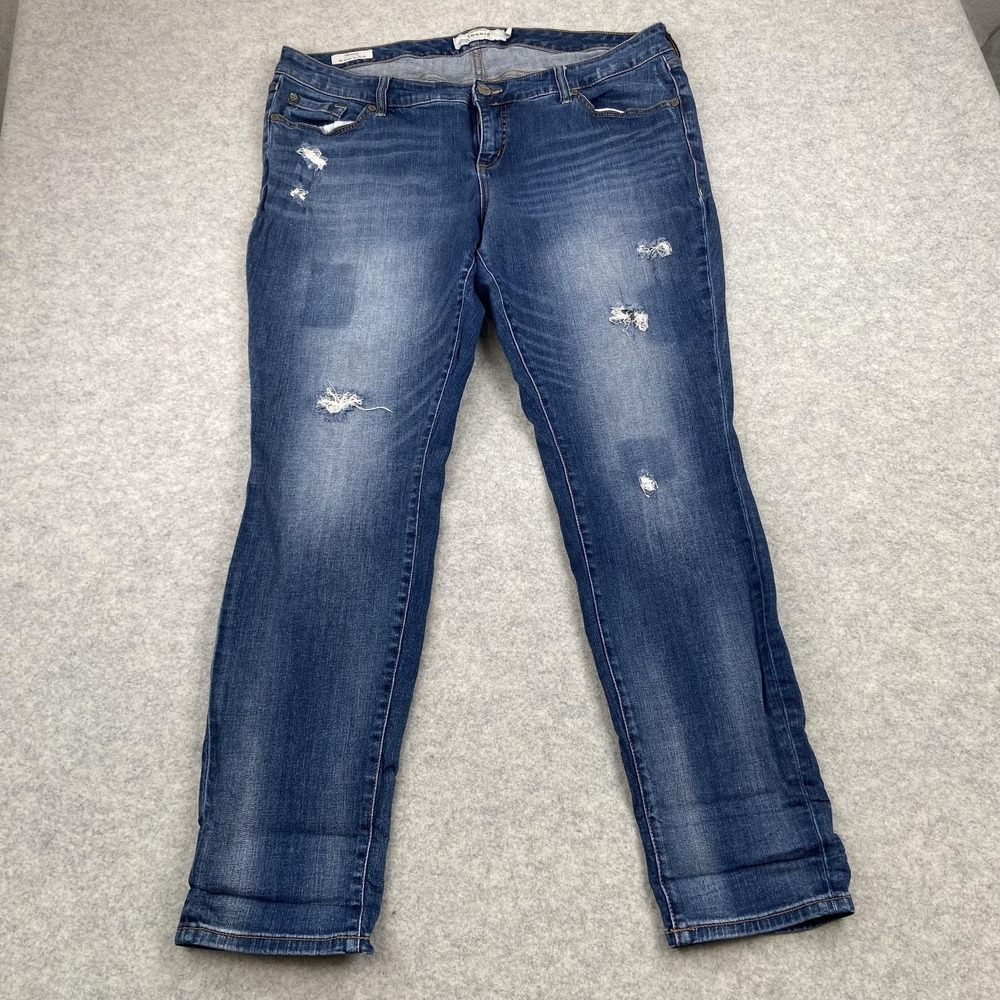 Torrid Skinny Jeans Womens 16 (38x30) Blue Mid Rise Distressed Stretch